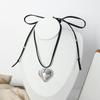 Estilo coreano nicho joias simples geométrica brilhante amor pingente cordão ajustável design colar de aço titânio