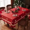 Toalha de Mesa de Natal Impermeável e à Prova de Óleo, Não Precisa Lavar, Decoração Festiva Vermelha de Ano Novo, Toalha de Mesa de Centro, Toalha de Mesa Atmosférica para Sala de Jantar