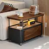 Mesa de Café Multifuncional Móvil Usada para Sala de Estar Wind Apartamento Pequeño en Casa Sofá con Ruedas Gabinete Lateral Mesa Lateral Mesa Pequeña