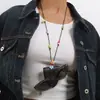 N13137 Colar Cordão Magnético Longo de Couro para Mulheres, Clipe Multifuncional Portátil para Óculos de Sol Acessório de Viagem