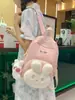 Nova Mochila Escolar Pequena Feminina para Estudante Universitário Cor Sólida Mochila de Coelho Estilo Japonês Estilo Ins Mochila de Menina Suave Menina Fofa