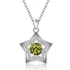 Colar Cruzado Europeu e Americano de Prata S925 Moda Amazon Estrela de Cinco Pontas para Mulheres com Corrente para Clavícula Cravejada com Diamantes de Doze Pedras de Nascimento