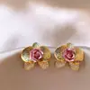 Estilo Pintura al Óleo Retro Francés Florale Goteo de Aceite Pendientes Diseño de Nicho Pendientes Moda Simple Versátil Accesorios para Pendientes Venta al por Mayor