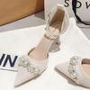 Tacones Altos Estilo Hada para Mujer con Tacón Delgado, Nuevo Modelo Primavera y Otoño 2026, Adecuados para Combinar con Vestidos, Sandalias de Una Correa, Zapatos de Salón Cerrados Huecos de Verano