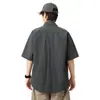 Camisa Nueva de Verano de Manga Corta para Hombre Holgada Talla Grande Ropa de Trabajo Delgada Retro Camisa Chaqueta Casual Top Trendy 2025