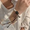 Pulsera de Cuerda Tejida de Gato Calavera para Hombres y Mujeres Diseño de Nicho Dulce y Genial Estilo Chino Pulsera de Color con Borla