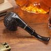 Changfeng Pipa de Ciruelo Negro Pipa Portátil para Hombre a la Antigua Pipa de Tabaco Varilla Filtro Microporoso Bolsa para Tabaco Pipa Cazoleta de Metal
