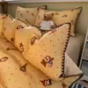 Conjunto de Roupa de Cama de Gaze Dupla Classe A Quatro Peças Modelo Novo 2026 Capa de Edredom Lençol de Cama de Algodão Gaze Capa de Edredom Conjunto de Três Peças para Dormitório Estudantil 4