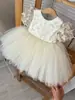 Vestido de Niña de Manga Mariposa con Volantes Vestido de Princesa de Malla Vestido de Princesa de Tul para Niña