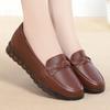 Primavera y Otoño punta redonda cuero superficie suave suela blanda cómodos no cansan los pies tacón bajo monocromáticos color sólido zapatos de abuela slip-on zapatos de mamá