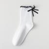 Calcetines con lazo de tacón para mujer primavera y otoño delgados viento miu negro blanco gris calcetines de oreja de madera primavera y otoño tubo para mujer