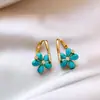 Pendientes de Flor Verde Microincrustados Estilo Nuevo 2026 para Mujer, Estilo Vintage, Lujo Ligero, Pendientes de Gama Alta, Joyería de Oreja Única y Hermosa