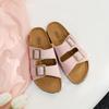 Chinelos de couro genuíno Bocken Sapatos de praia femininos resistentes a lã Antiderrapante 2024 Roupa de verão Sandálias planas Sandálias Bocken