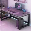 Escritorio para e-sports, escritorio para computadora de escritorio para dormitorios, simple y práctico para uso doméstico, adecuado para apartamentos de alquiler, tablero con patrón de fibra de carbono, escritorio simple para estudiar