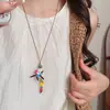 Collar colgante geométrico de madera estilo artístico vintage, cadena para suéter de lujo ligero de alta gama, accesorio estilo bohemio de vacaciones