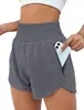 Shorts Esportivos Femininos Cintura Alta Corrida Yoga Falso Duas Peças Anti-deslocamento Academia Elástico Exercício Emagrecedor Calça Justa