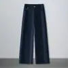 Calça Reta Feminina 2026 Novo Estilo Jeans Macio Cintura Alta Calça de Perna Estreita Larga com Bordado, Fluida e Versátil Calça Casual para Mulheres