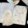 2026 Pijama Nuevo para Niñas Algodón Nube Primavera Manga Larga Estilo Popular Cuello Solapa Estudiante Lindo Dibujos Animados Conjunto de Ropa para Casa