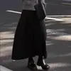 Falda de Lana Gris Oscuro para Mujer, Primavera, Otoño e Invierno 2025 Nuevo Estilo Falda de Paraguas Línea A, Falda de Burbuja Abullonada de Longitud Media Flor en Capullo