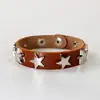 Pulsera Punk de Cuero PU de Venta Caliente Transfronteriza Gargantilla Rock Estilo Oscuro Pulsera de Aleación con Estrella de Cinco Puntas Joyería