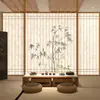 Caixa de Luz com Sombreamento de Bambu Estilo Antigo Chinês Parede de Fundo com Grelha Estúdio Sala de Chá Tela Imitação de Papel Filme Suave Emissor de Luz de Bambu