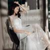Vestido de Noche Blanco Cumpleaños 2026 Estilo Nuevo Temática Bosque Banquete Socialité Estilo Hada Fluyente Gasa Adelgazante Soñador Largo