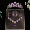 Conjunto de tres piezas de tiara de corona, accesorio para el cabello, collar, pendientes, diadema de corona de novia princesa, accesorios para vestido de novia
