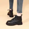 Botines estilo Martin de cuero suave de moda, con suela gruesa para mujer, nueva colección otoño/invierno 2026, suela suave, estilo británico, corte bajo y forro de felpa