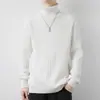 Suéter de Otoño-Invierno para Hombre 2026 Nuevo Casual Moderno Cuello Alto Tejido de Algodón Puro Color Sólido Holgado Suéter Juvenil