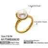 Anel de Pérola com Curva Irregular, Aço Inoxidável Banhado a Ouro 18K, Popular no Exterior, Estilo Suave, Acessório de Mão Elegante