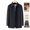 Abrigo de Lana Doble Cara para Hombre de Longitud Media con Solapas Chaqueta de Negocios con Forro de Plumas Desmontable Ropa de Otoño/Invierno para Padre
