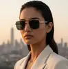 Gafas de Sol Metálicas con Doble Puente de Estilo Europeo y Americano Transfronterizas, Elegantes y Modernas Gafas Unisex con Protección UV