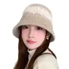 Nuevo Sombrero de Pescador de Punto Cálido para Otoño e Invierno para Mujer, Versátil Sombrero de Pescador para Exteriores, Sombrero de Felpa para Adelgazar el Rostro, En Stock para Ventas Transfronterizas