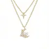 Nuevo Estilo Super Hada Estrella y Luna Aleación de Cobre Colgante para Clavícula Accesorio para Mujer, Lujo Ligero Nicho Doble Capa Moda Versátil Collar