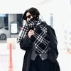 Nuevo Modelo 2025, Bufanda Cuadros Blanco y Negro Estilo Park Seo-Yeon para Mujer, Otoño e Invierno Lana de Alta Gama Estilo Coreano Versátil Bufanda de Cuello de Moda