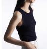 Chaleco sin mangas de punto a rayas estilo francés de lyocell de tacto suave para la piel, nuevo para el verano 2024, estilo cos para mujer