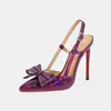 Nuevos zapatos de tacón alto para mujer, zapatos de salón rojos de charol con punta fina, zapatos de boda, tacones de aguja calados, diseño de nicho francés, sandalias de punta cerrada