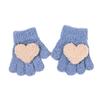 Guantes de Lana Tejida con Forma de Corazón, Estilo Nuevo para Otoño e Invierno, Guantes de Cinco Dedos Cálidos y Engrosados para Bebés y Niños Pequeños