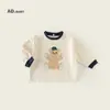Camiseta de Manga Larga Estampada de Dibujos Animados Coreanos para Niños Ropa de Otoño para Niños y Niñas Camiseta Básica de Algodón Puro Suéter Holgado para Bebé Niña