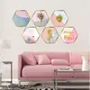Marco de Foto Hexagonal para Pared Estilo Nórdico Planta Verde Alce Flor Pegatina de Pared Sala de Estar Dormitorio Estudio Pegatina Decorativa de Pared