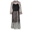 Vestido de primavera y verano para mujer, nuevo vestido de estilo coreano ajustado, adelgazante, con estampado de hadas y estampado floral, conjunto de dos piezas con tirantes giratorios.