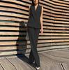 En Stock 2026 Comercio Transfronterizo Europeo y Americano Nuevo Traje de Moda con Chaleco de Solapa y Pantalones de Pierna Ancha Conjunto Casual