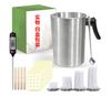 Olla para derretir cera de 3 L/104 Oz olla para verter velas Mimbre/Pegatina/Cuchara para cera/Termómetro/Soporte de mimbre