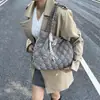 Nueva Colección Otoño/Invierno 2026: Bolso de Hombro Bordado de Cuadros de Gran Capacidad para Mujer, Bolso Tote Versátil para el Trabajo con Outfits de Algodón