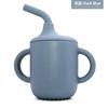 Vaso de agua de silicona para niños, vaso de aprendizaje para beber, vaso de agua con doble asa, vaso de agua para bebés a prueba de caídas y fugas, vaso de agua recto con doble asa.