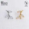 Moderna Nueva Aleación de Titanio ASTM F-136 Stud para Labio con Diamantes Completos Stud para Cartílago Auricular Pendiente Transfronterizo Joyería para Piercing