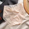 Bragas de Algodón Puro con Refuerzo, de Cintura Media para Mujer, Transpirables, Estilo Japonés, Sencillas y Ligeramente Sexys, con Ribete de Encaje Satinado