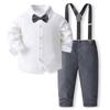 Ropa Infantil Transfronteriza, Conjuntos de Caballero para Bebés y Niños Pequeños, Adecuados para Niños Estilo Academia, Camisas de Manga Larga, Tirantes, Pantalones, Conjuntos de Ropa de Caballero