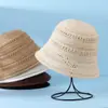 Nuevo sombrero estilo coreano 2025, elegante sombrero de pescador de ganchillo con diseño calado, hace que la cara parezca más pequeña, sombrero de punto para mujer, sombrero de cubo de verano, sombrero para el sol