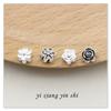 Accesorios de plata s925, joyería de plata lisa para hacer tú mismo, pequeñas cuentas de flores, pulsera de cuerda roja con flor de cerezo rosa, hecha a mano con cuentas